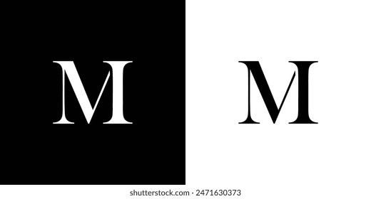 Abstract serif letter MI logo in black and white color for beauty and wedding design logo vector inspiration