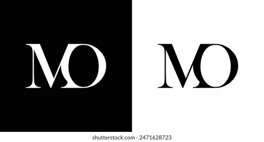 Abstract serif letter MO logo in black and white color for beauty and wedding design logo vector inspiration