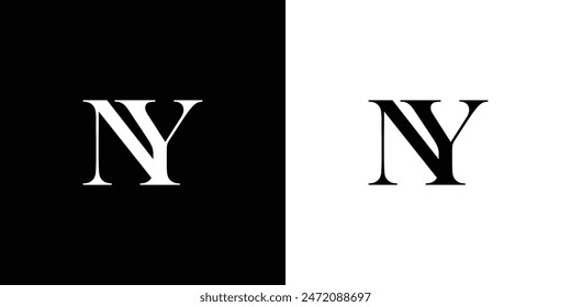 Abstract serif letter NY logo in black and white color for beauty and wedding design logo vector inspiration