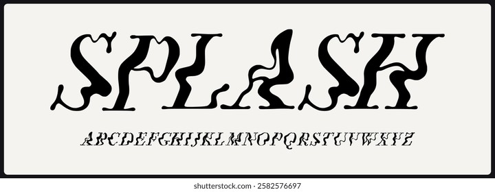 Abstract serif vector font with liquid y2k style. 