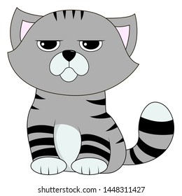 Abstract serious cat. Vector illustration.