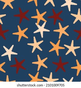 Abstract Serrated Stylish Trendy Stars Seamless Pattern Vector Design Perfect for Allover Fabric Print or Wrapping Paper Navy Blue Background