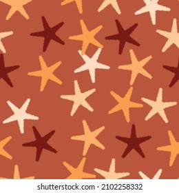 Abstract Serrated Stylish Trendy Stars Seamless Pattern Vector Design Perfect for Allover Fabric Print or Wrapping Paper Amber Brown Background