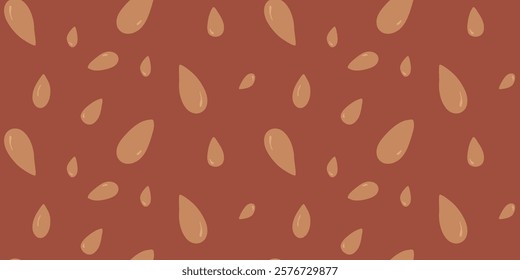 Abstract sesame print. Plant seeds for bread and oil. Natural vegan food. Vector seamless pattern