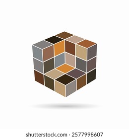 abstract set of 3D Color Block geometric pattern toy bricks cube icon design symbol collection