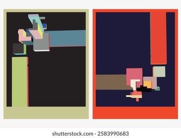 abstract set of 3D colors architecture structure pattern template banner design background collection