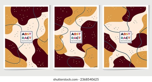 Abstract Set Autumn background, colourful doodle shapes and colors in vector modern trendy design.Cartoon pattern in retro style colors for brochure, poster, banner, cover in postmodern design.