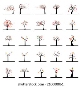 abstract set of autumn trees on a white background