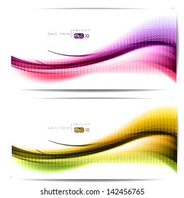 Abstract set of backgrounds with colored lines and waves