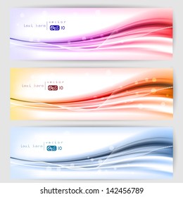 Abstract set of backgrounds with colored lines and waves