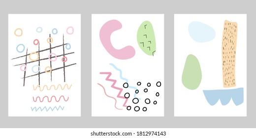 Abstract set backgrounds for social media platform, stories, banner with abstract shapes . Visual design for your social networks, personal blog, shop. Cool Backgrounds. Flat abstract design cards.