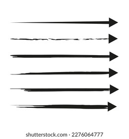 Abstract set with black brush arrows. Creative brush stroke art. Vector illustration.