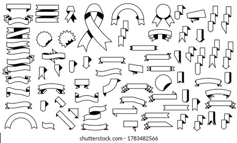 Resumen Establecer colección de negro Diferentes elementos de las cintas Diseño Esbozo Estilo Vector de línea de doodle