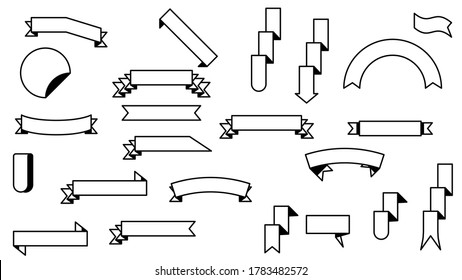 Resumen Establecer colección de negro Diferentes elementos de las cintas Diseño Esbozo Estilo Vector de línea de doodle