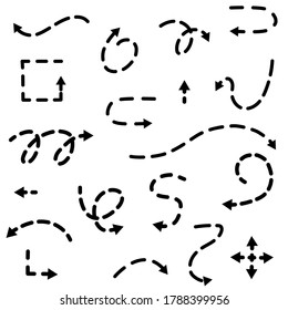 Resumen Establecer mano de la colección negra Dibujar diferentes flechas Elementos del vector Diseño Esbozo Estilo Doodle Línea Iconos de pincel