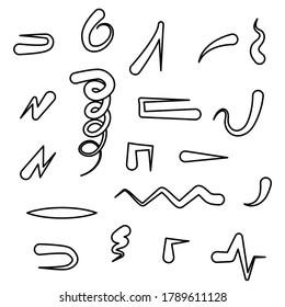 Resumen Establecer mano de la colección negra Dibujar diferentes flechas Elementos del vector Diseño Esbozo Estilo Doodle Línea Iconos de pincel
