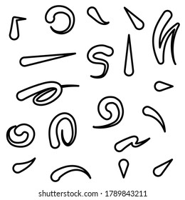 Resumen Establecer mano de la colección negra Dibujar diferentes flechas Elementos del vector Diseño Esbozo Estilo Doodle Línea Iconos de pincel