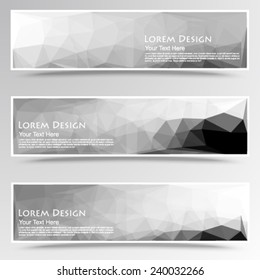 abstract set of black and white polygonal banners. Vector, EPS 10 