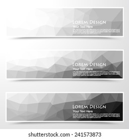 abstract set of black and white polygonal banners. Vector, EPS 10
