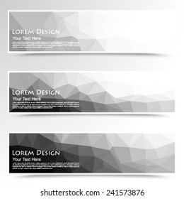 abstract set of black and white polygonal banners. Vector, EPS 10