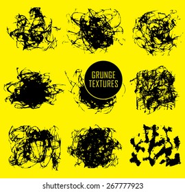Abstract set of blobs, splash, labels on background