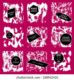 Abstract set of blobs, splash, labels on background