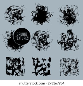Abstract set of blobs, splash, labels on background