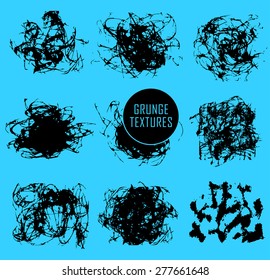 Abstract set of blobs, splash, labels on background