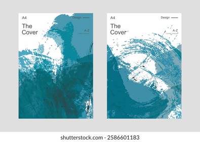 abstract set of blue fluidity watercolor Ink Wash Painting template A4 banner card  poster design backgrounds collection