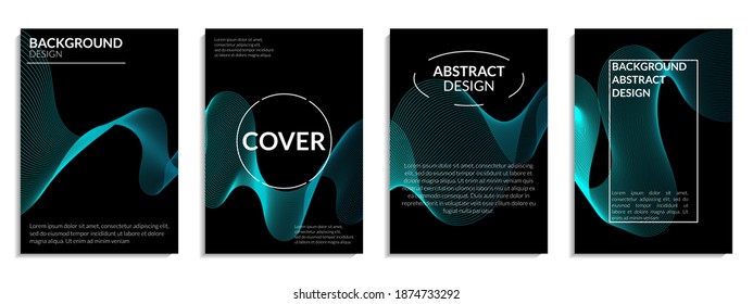 Conjunto abstracto de degradado azul, formas de línea ondulada para Folleto, Volante, Cartel, Folleto, Cubierta del libro, etc. Ilustración vectorial