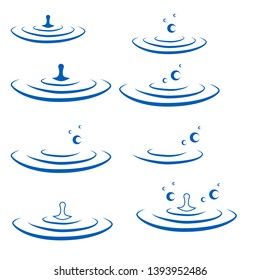 abstract set of blue water drop icons on white background
