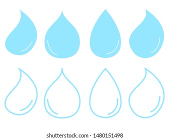 abstract set of blue water drop icons on white background.