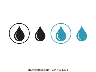 abstract set of blue water drop icons on white background