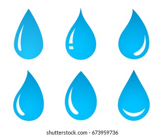 абстрактный набор синих значков капли воды на белом фоне