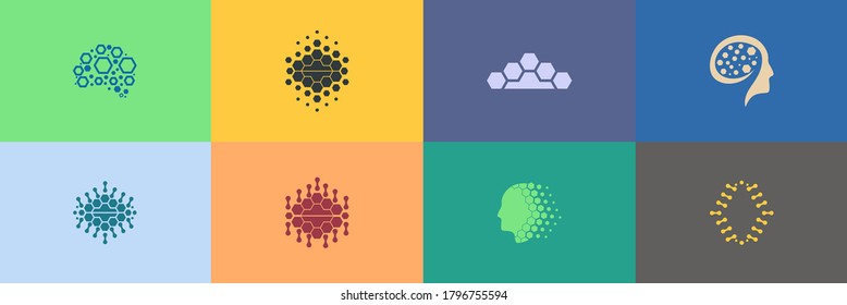 conjunto abstracto de diseños de logotipo con forma de cerebro