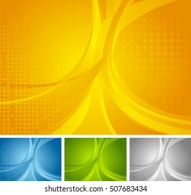 Resumen conjunto de fondos ondulados brillantes. Diseño de plantillas de vector