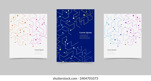 abstract set of brochure, geometric hexagon texture background, scientific technology, network concept