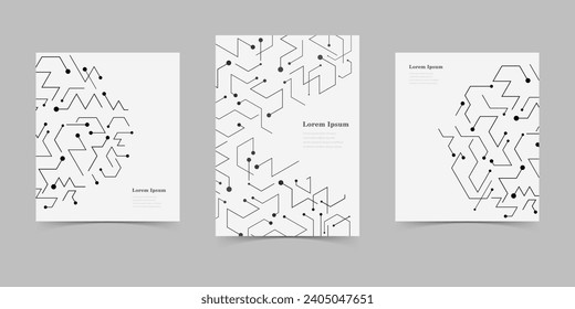 conjunto abstracto de folletos, fondo de textura de hexágono geométrico, tecnología científica, concepto de red