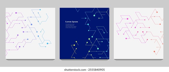 abstract set of brochure. geometric hexagon texture background. scientific technology. network concept.