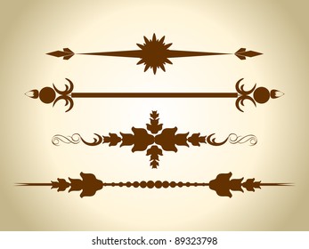 abstract set of brown color design elements in vintage style.