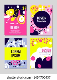 Abstract set of brush strokes colorful card. Hand drawn flayers, design poster