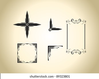 abstract, set of calligraphic design elements  & frames in vintage style.