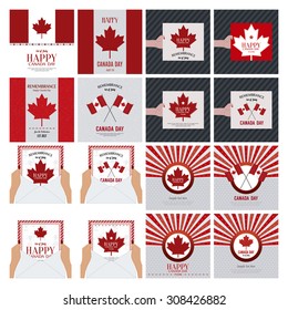 Abstract set of Canada day background with some special objects
