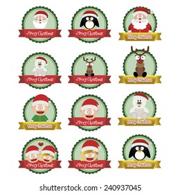 abstract set of christmas objects on a white background