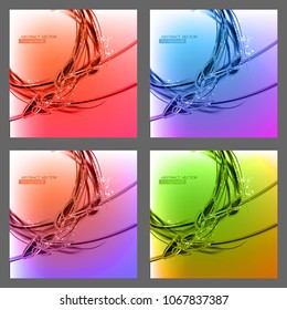 Abstract set clean dynamic background. Expressive vector frame with contrast glowing fibers and brunch.
