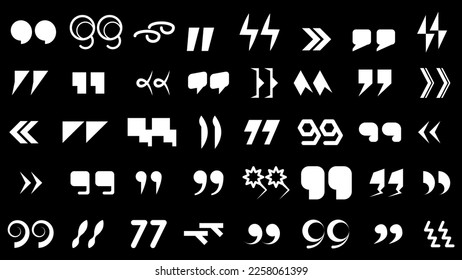 Abstract Set Collection Black Quotemarks Speech Punctuation Excerpt Remarks Icons Vector Design Style