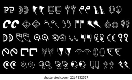 Abstract Set Collection Black Quotemarks Speech Punctuation Excerpt Remarks Icons Vector Design Style