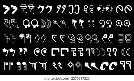 Abstract Set Collection Black Quotemarks Speech Punctuation Excerpt Remarks Icons Vector Design Style