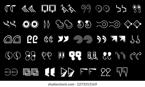 Abstract Set Collection Black Quotemarks Speech Punctuation Excerpt Remarks Icons Vector Design Style