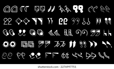 Abstract Set Collection Black Quotemarks Speech Punctuation Excerpt Remarks Icons Vector Design Style